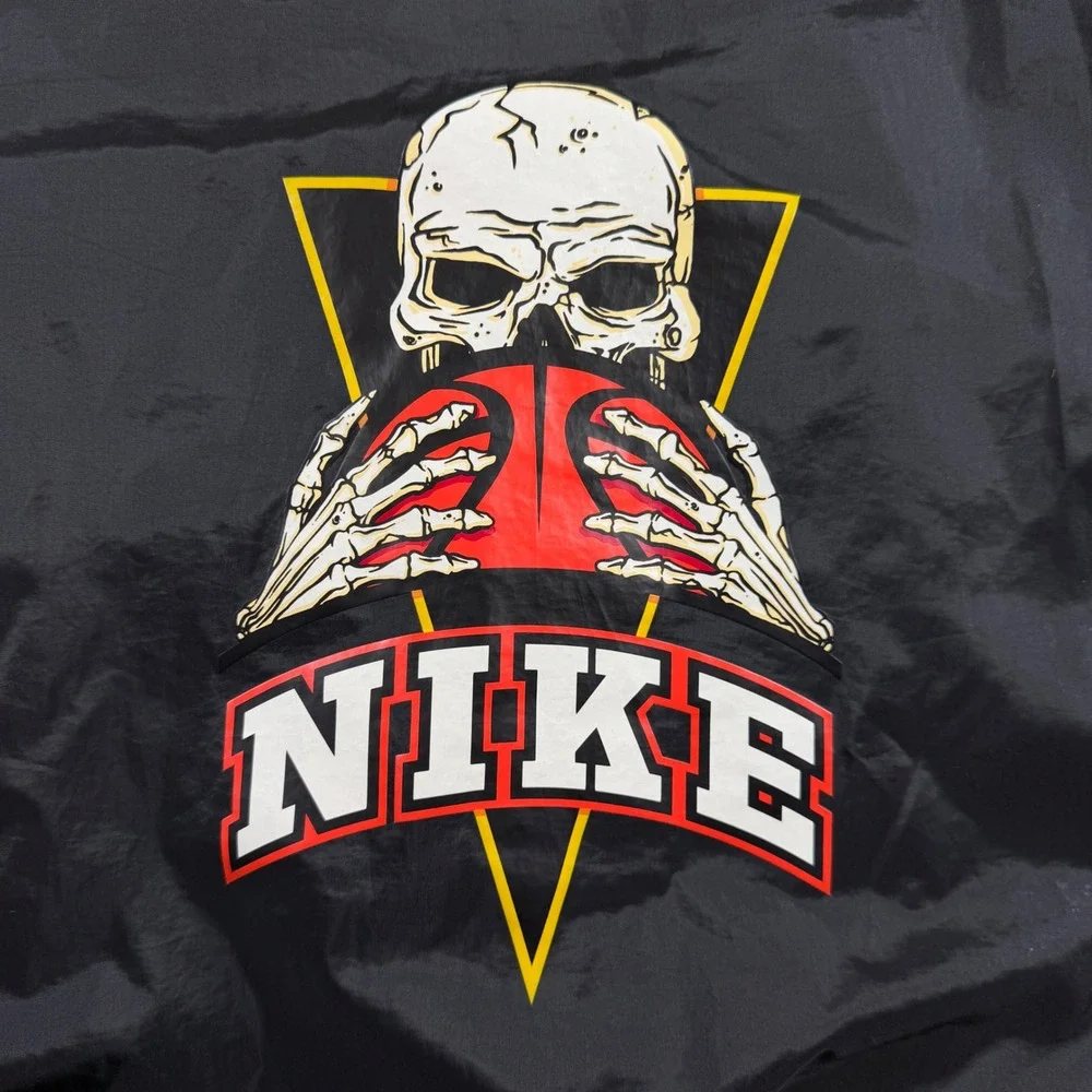Nike Basketball Hoodie Windbreaker Black Yellow Colorblock Skull Basketball Sz M